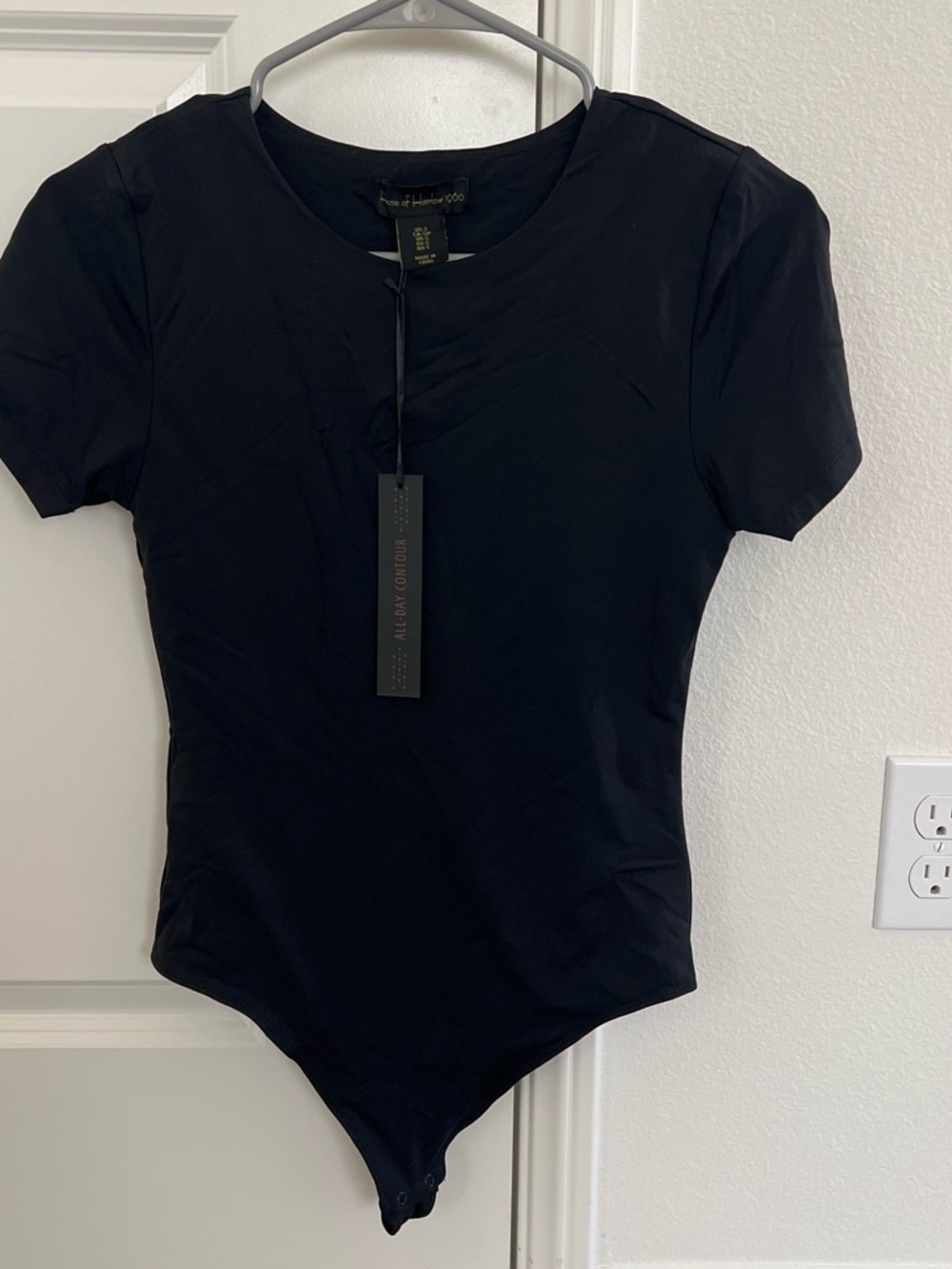 Harlow Black Short Sleeve Crewneck Bodysuit